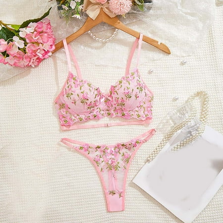 UKLSQMA Women s Sexy Corset Lace Lingerie Set s Sleepwear Bra and Briefs Ideal for Romantic Moments and Special Pink XL