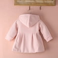 thumbnail image 4 of ITFABS Baby Girls Cotton Solid Color Coat, Windproof Round Collar Hooded Top, 4 of 6