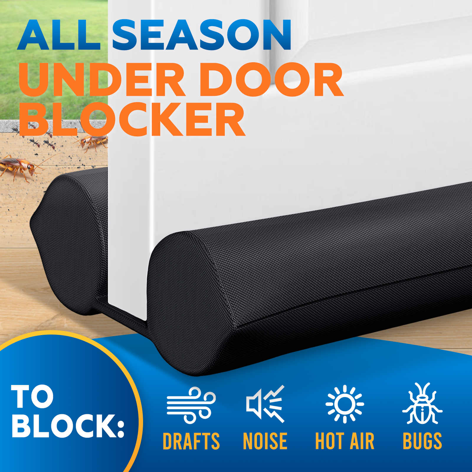 Comfyanno Under Door Draft Stopper Black photo 2