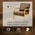thumbnail image 7 of Miniyam Mid Century Modern Accent Chair with Wood Frame, Upholstered Living Room Chairs with Waist Cushion, Reading Armchair,Brown, 7 of 7
