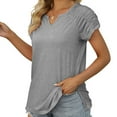 thumbnail image 6 of Giftesty Women Loose Casual Short Sleeve V-Neck Solid Casual Blouse T-Shirt Tunic Tops, 6 of 9