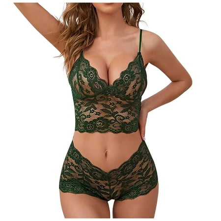 

XHJUN Womens Bra And Panty Lingerie Sexy Babydoll Floral Lace Set 2 Pieces Teddy Lingerie Set