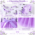 thumbnail image 6 of Lanbubble Toddler Girls Long Sleeve Dress Floral Tulle Dress with Ruffle Shoulders, 3-7 Years, 6 of 7