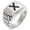 Silver, variant on Stainless Steel Niwa Samurai Crest Geometric Pattern Step-Down Biker Style Polished Ring