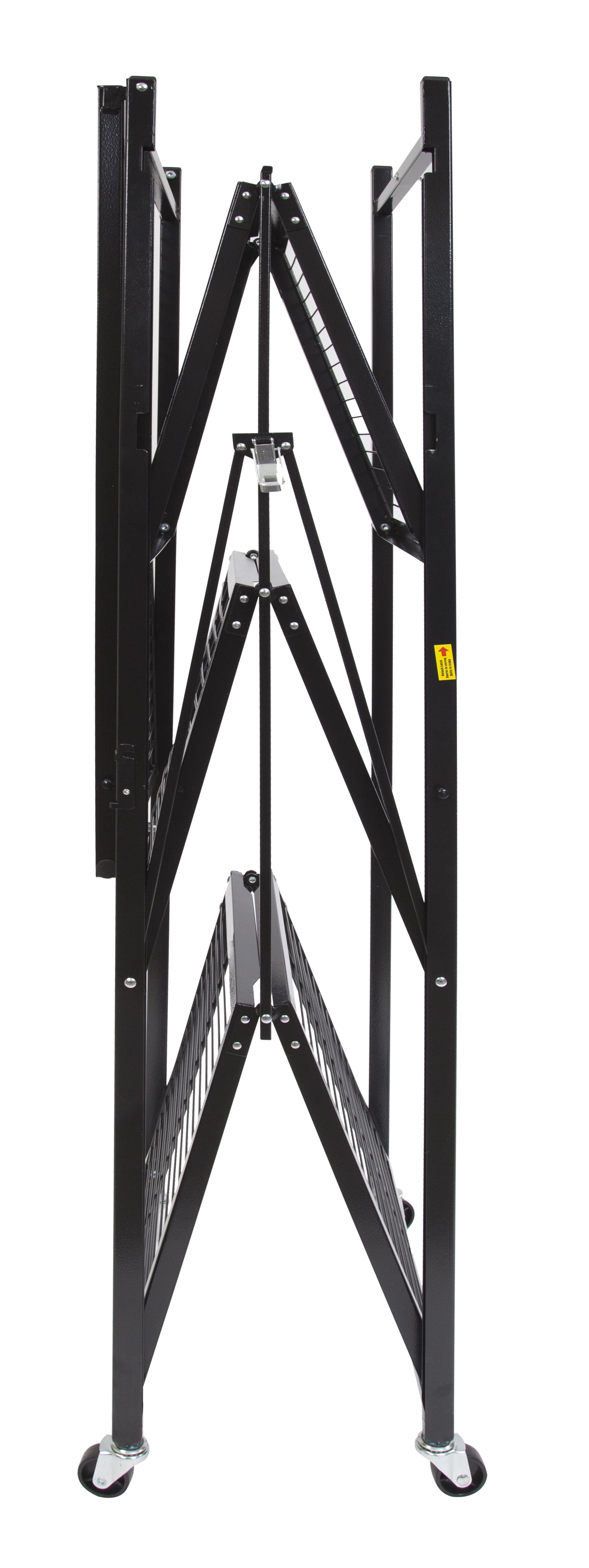 Origami R5 4-Shelf Heavy-Duty Folding Metal Storage Rack Unit with Wheels, Black
