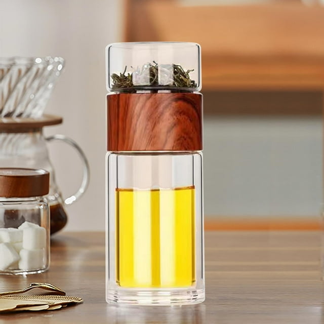 RKSTN Vacuum Flask Tea Infuser Tea Infuser with Tea Filter Glass Tea Infuser Bottle Portable Tea Separator Tea Cup Double Glass Tea Infuser Bottle Kitchen Gadgets