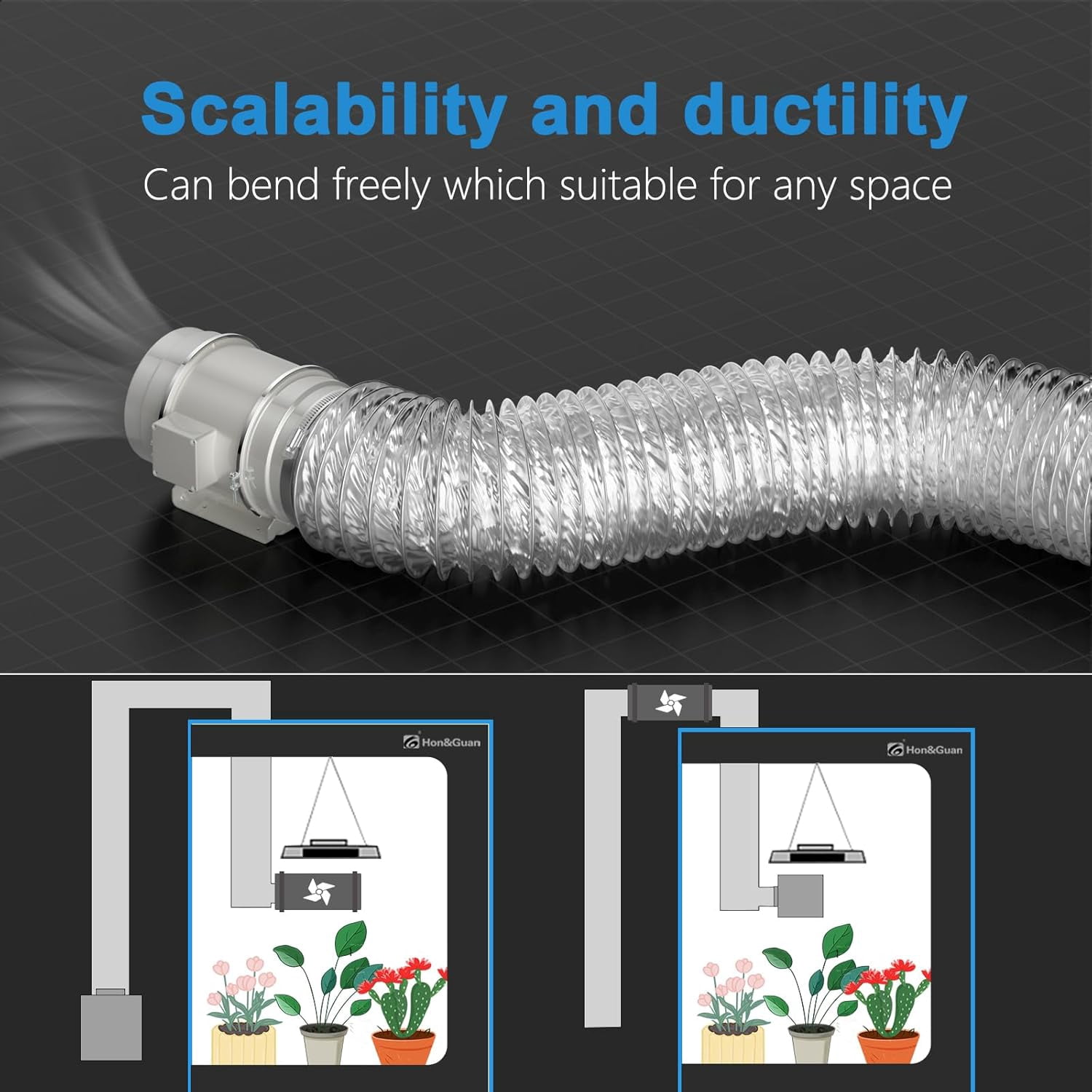 MKEUDQ-4 Inch Duct 6.56 Feet, Flexible Dryer Vent Hose For Tight Space Dryer Exhaust Hose Aluminum Duct For Heating and Cooling Ventilation-with 2 Clamps.