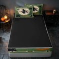 thumbnail image 4 of Homewish Halloween Witch Zipper Queen Comforter Set with Fitted Sheet and 2 Pillowcases, Vintage Castle Zipper Bedding Set, Olive Green, Black Reversible, 4 of 7