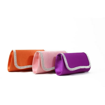 Layers Pleated Clutch - Pleated Satin Rhinestone Evening Clutch Handbag Purse