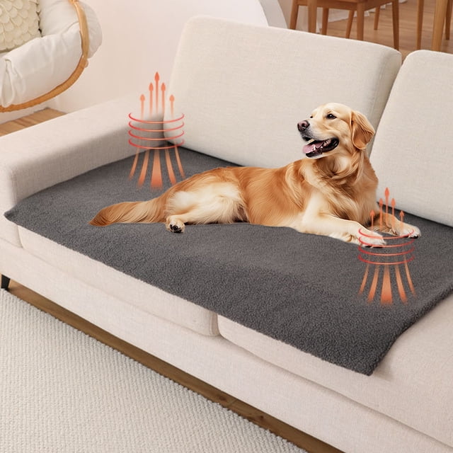 Cama Térmica Autocalentable Para Mascotas, Para Gatos Y Perros, Para Uso En Interiores Y Exteriores, Lavable a Máquina, Base Antideslizante, Poliéster Gris.,Vsgery