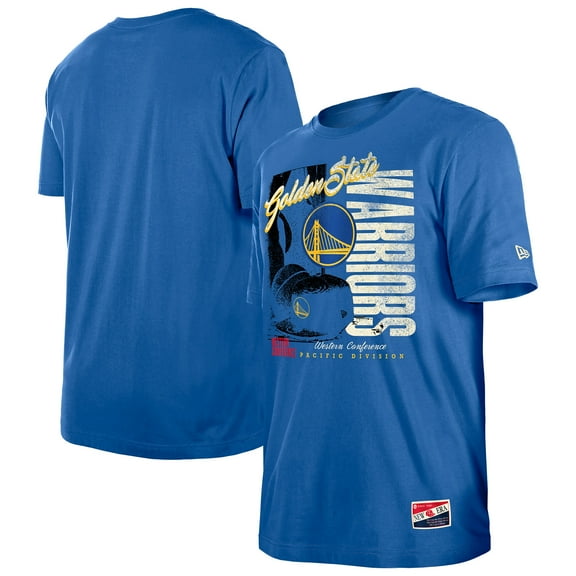 Men's-New Era  Royal Golden State Warriors Distressed Throwback Vintage Color Pack T-Shirt