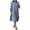 Light Blue-02, variant on Perfectbot Plus Size Linen Dresses for Women Casual Crew Neck 3/4 Sleeve Button Down Midi Dress with Pockets