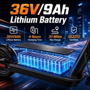 Electric Scooter Adults 500W Motor Up to 22MPH 30Mile Range Dual Suspension 10 Inch Solid Tires Foldable Commuter Scooter Dual Braking System