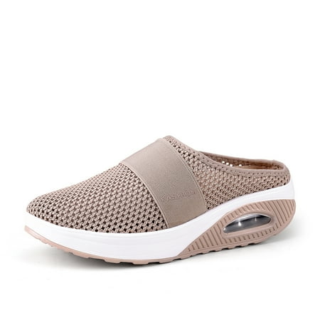 

Women‘s Flying Woven Mesh Sandals Casual Air Cushion Sole Mules Breathable & Lightweight Mule Sneakers