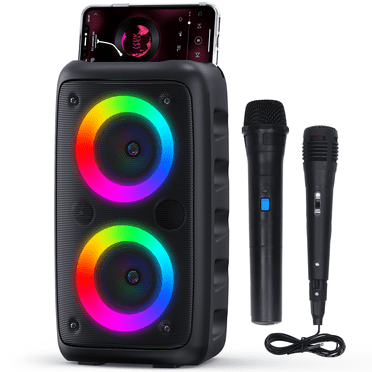 BONAOK Karaoke Machine for Adults Kids,Portable Bluetooth Speaker with 2 Microphones