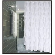 Ruffled white Fabric Shower Curtain