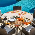 thumbnail image 6 of Round Table Cover 36-44 Inch Pumpkins Fall Waterproof Reusable Table Cloth Round Fitted Vinyl Tablecloth with Elastic Edged for Parties Outdoors, Thanksgiving Wooden Leaves Checkered, 6 of 9