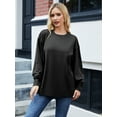 thumbnail image 2 of JYLFC Women Oversized Pullover Sweatshirt Crewneck Side Split Fleece Fall Fashion Long Sleeve Shirts Black 4XL, 2 of 5