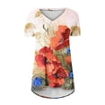 thumbnail image 4 of Womens Plus Size Tops,Womens Blouses,Women's Fashion Casual V-Neck Flower Loose Painting Painting Short Sleeve T-Shirt Top Blouse Shirt, 4 of 5