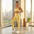 thumbnail image 2 of COUVER Women's Seamless 5.5 Inch Extra Wide Waistband High Rise Leggings Yellow One Size, 2 of 6