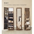 thumbnail image 2 of 360° Swivel Jewelry Cabinet with Full Length Mirror Modern Adult Accessory Armoire, Rustic Brown, 2 of 7