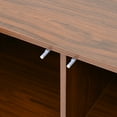 thumbnail image 2 of Noble House 59" Mid-Century Sideboard Buffet, Geometric Carved Doors, Metal Legs, Entryway Storage Cabinet, Walnut, 2 of 14
