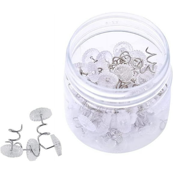 100 Pcs Dust Ruffle Pins Bed Skirt Pins Clear Heads Twist Pins for Upholstery, Slipcovers and Bedskirts Pins for Sheet Anti-Run Screw Fixing Linen Sofa Cushions, Type 3