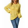 thumbnail image 2 of Womens Sweaters Knit Crew Neck Casual Long Sleeve Fall Tunic Sweater Tops Yellow M, 2 of 9