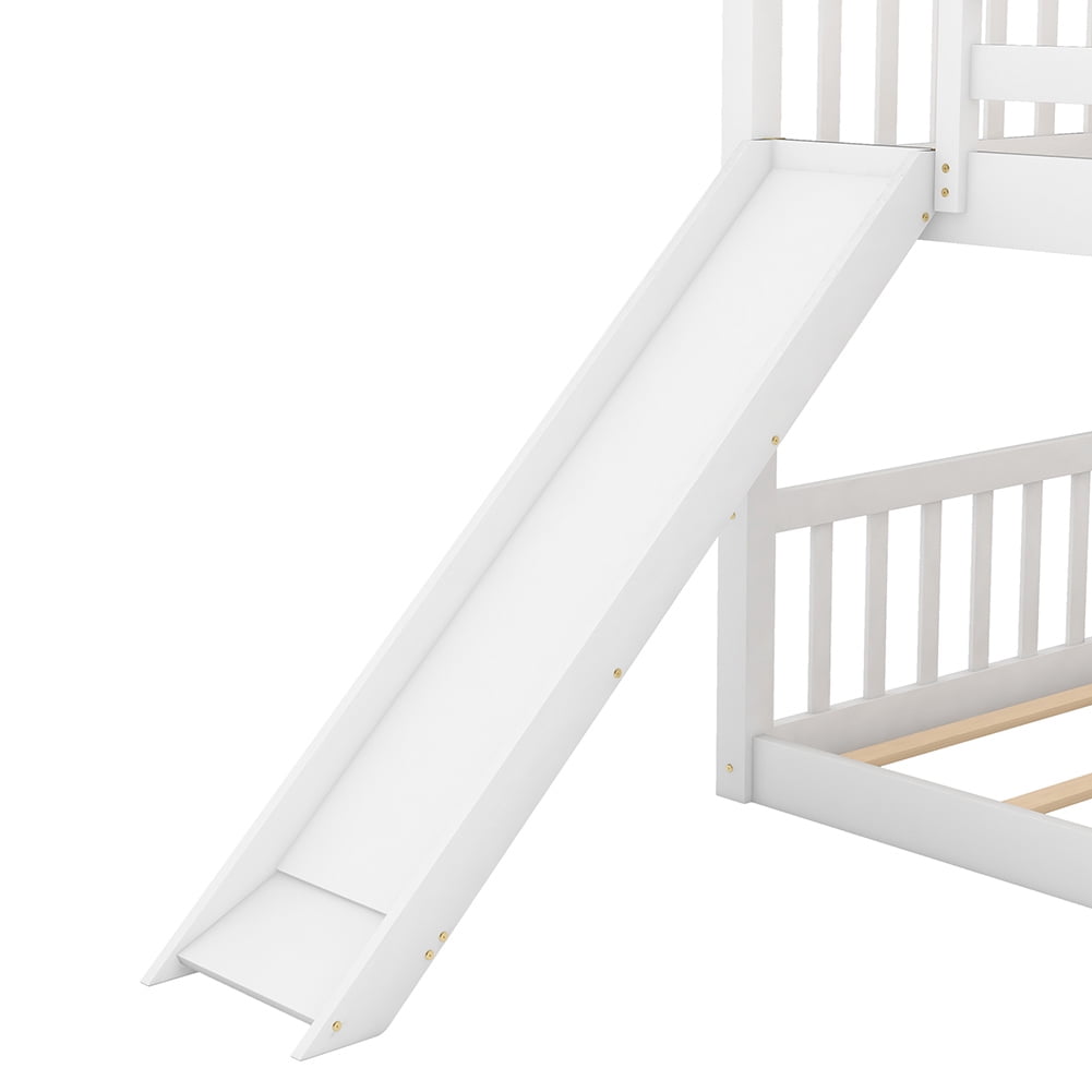 Kadyn Twin over Twin Loft Bed with Convertible Slide and Ladder, White