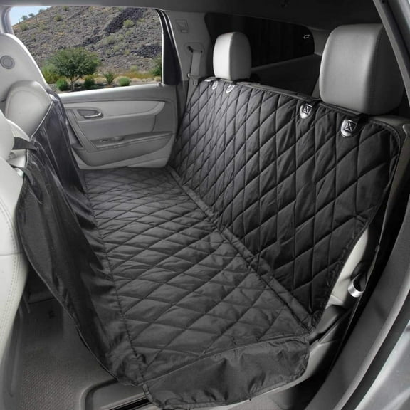 4Knines Dog Seat Cover with Hammock for Cars, Trucks and SUVs - New Waterproof Seat Bottom (Regular, Black)