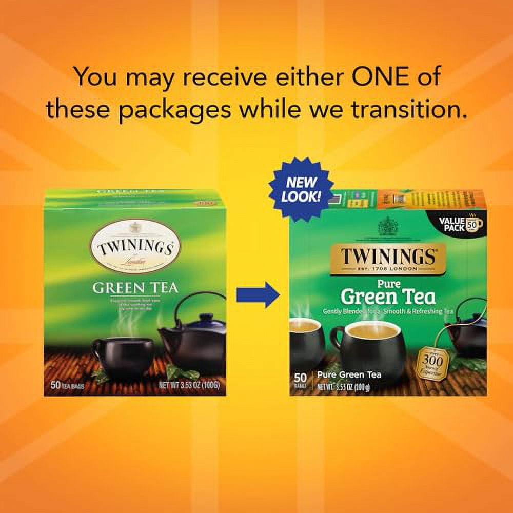 Twinings Green Tea - Smooth Flavor, Enticing Aroma Caffeinated Green Tea Bags Individually Wrapped, 50 Count Ea (Pack of 3)