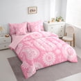 thumbnail image 3 of Manfei Bohemian Paisley Bedding Comforter Set 7-Piece, Hippie Mandala Full Bedding Set, Pink Fitted Sheet Flat Sheet, Microfiber Bedroom Decor, 3 of 8