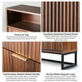 thumbnail image 4 of Ktaxon Fluted Shoe Cabinet for Entryway with 4 Flip Drawers & 1 Compartment & LED Lights 30 Pairs, Hidden Shoes Storage Cabinet Mid - Century Modern, Walnut, 4 of 8