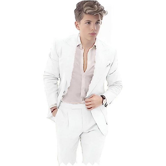 Boys Suit 2 Piece Linen Suit Slim Fit Suit Tuxedo Wedding Summer Beach Blazer Pants Suit Set