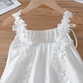 thumbnail image 6 of HAiming Toddler Baby Girl Summer Dresses Cotton Linen White Straps Flower Sleeveless Beach Skirt Casual Sundress, 6 of 9