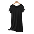 thumbnail image 2 of YFNNUP Womens Nightgown Soft Lightweight Sleepwear Crewneck Short Sleeve Sleepshirt Loose Fit Soft Nightdress Black L, 2 of 6