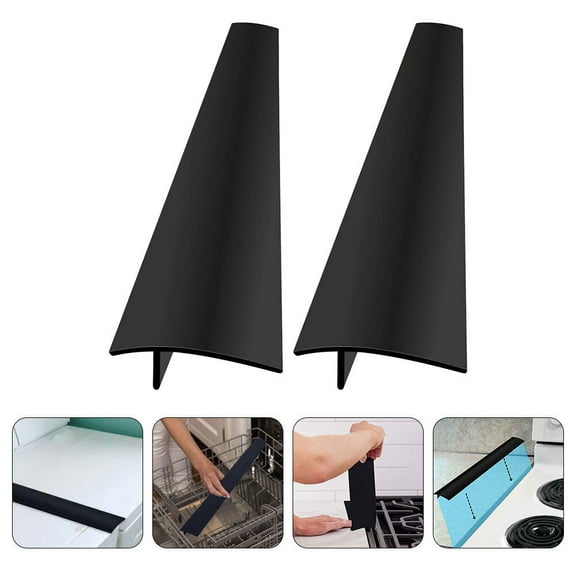 Yardwe 2Pcs Stove Guard Silicone Protector Cover Black for Kitchen Counter Gap Sealing