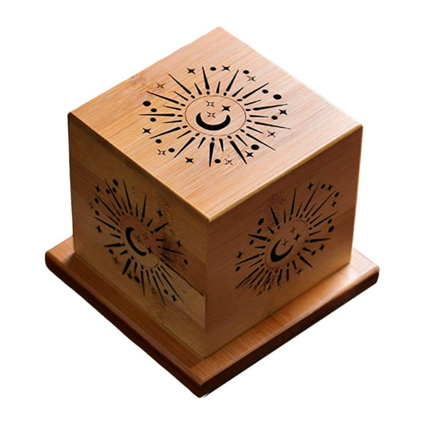 Caja de madera para quemador de incienso, colección de estuches para incienso, porta incienso artesanal Patrón de luna y estrella