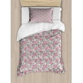 thumbnail image 1 of Floral Twin Size Duvet Cover Set, Repeating Pattern of Dandelions Multilayered Gillyflowers on Greyish Background, Decorative 2 Piece Bedding Set with 1 Pillow Sham, Multicolor, by Ambesonne, 1 of 3