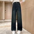 thumbnail image 4 of EnJoCho Teen Girls Wide Leg Baggy Jeans Y2𝖪 𝖠esthetic Trendy Straight Denim Pants Elastic High Waist Cargo Pockets Streetwear Fashion Trousers, 4 of 9