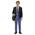 thumbnail image 3 of YUEHUA Boys Dress Pants Pinstripe Patterned Flat Front Suit Trousers with Adjustable Waist Boy Formal School Uniform Slacks Pants, 3 of 4
