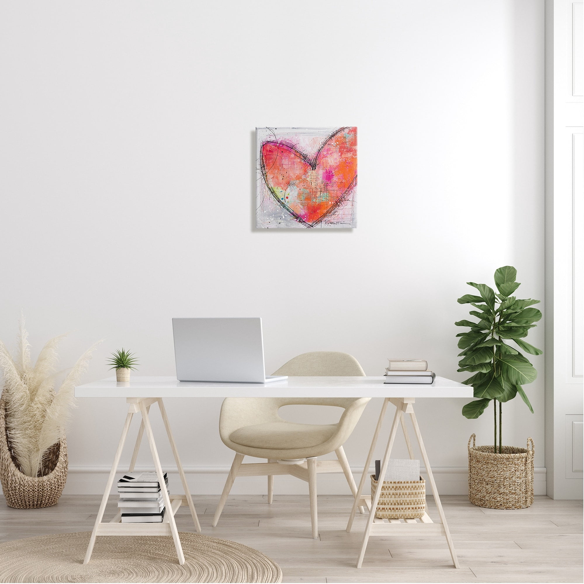 Stupell Industries Red Paint Splatter Heart Black Hatching Design Canvas Wall Art, 17 x 17, Design by Ruth Fromstein
