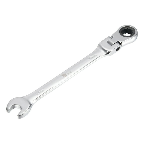 Metric 10mm Flex-Head Ratchet Combination Wrench Polish Chrome Finish, Cr-V