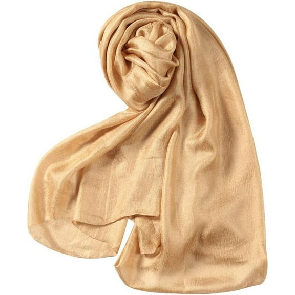 WAMSOFT Women Lightweight Scarf Shawl hijab Scarves, Golden