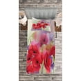 thumbnail image 3 of Ambesonne Poppy Flower Quilted Bedspread Set 2 Pcs, Spring Flowers Romance, Twin Size, Lavender and Red, 3 of 3