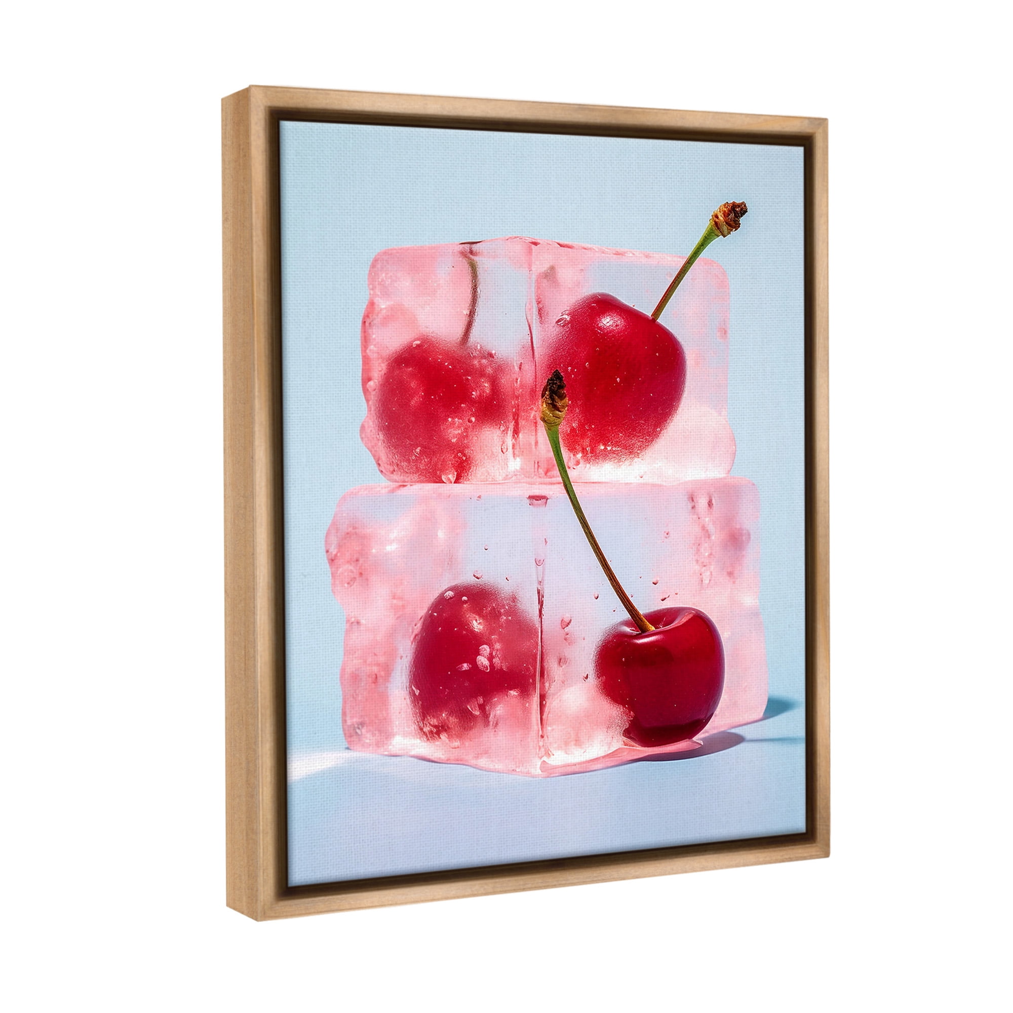 Stupell Industries Cherry Ice Cubes Food & Beverage Painting Brown Floater Framed Canvas Art Print Wall Art, 25 x 31