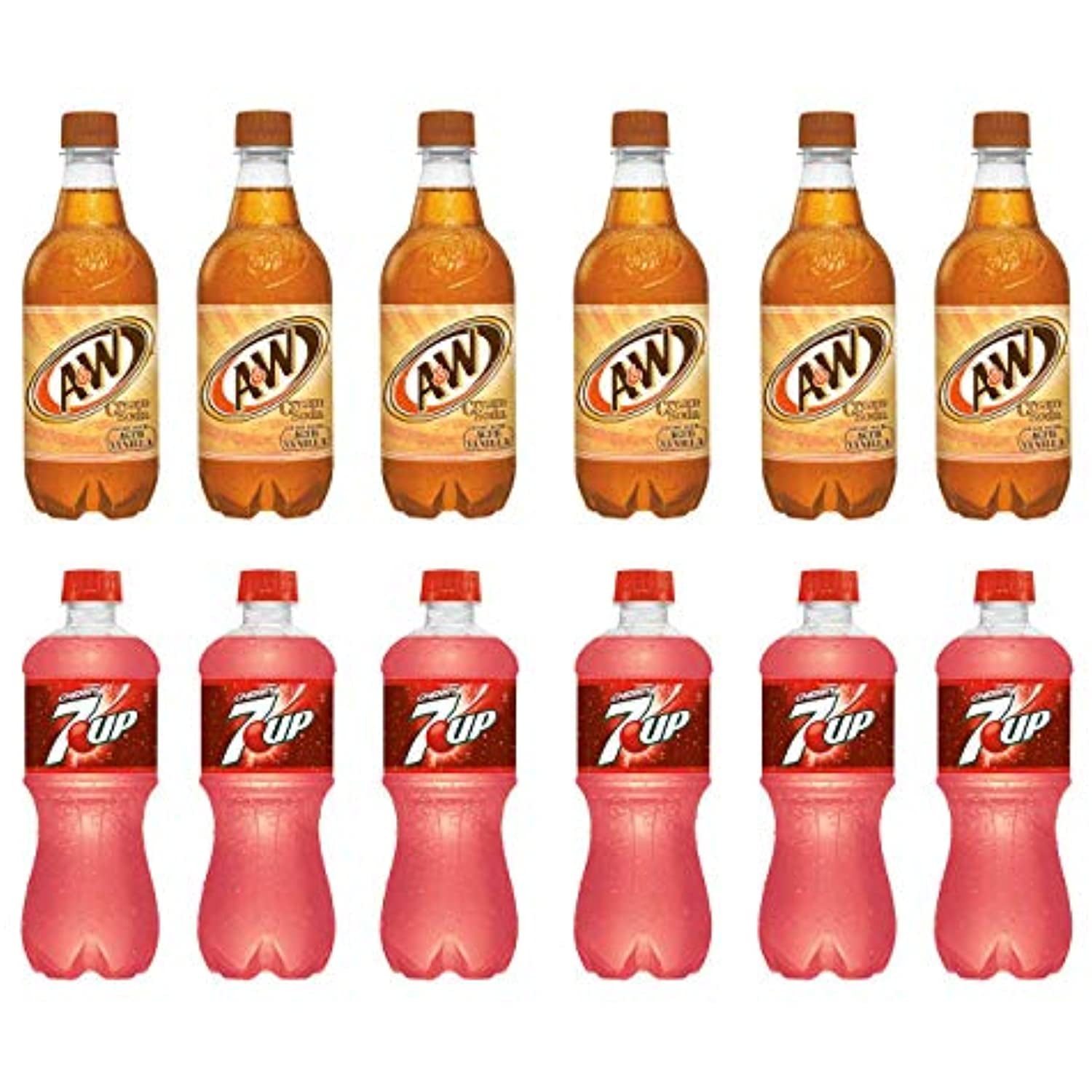 Luv BoxVariety Soft Drinks Pack , 20 Oz , Pack Of 12,A&W Cream Soda Caffeine Free , 7Up