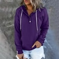 thumbnail image 1 of ICHUANYI Clearance Women's Hooded Solid Color Long-sleeved Sweatshirt Casual Blouse Pullover Tops(Purple, XXL) ICHUANYI WER2023080805580, 1 of 7