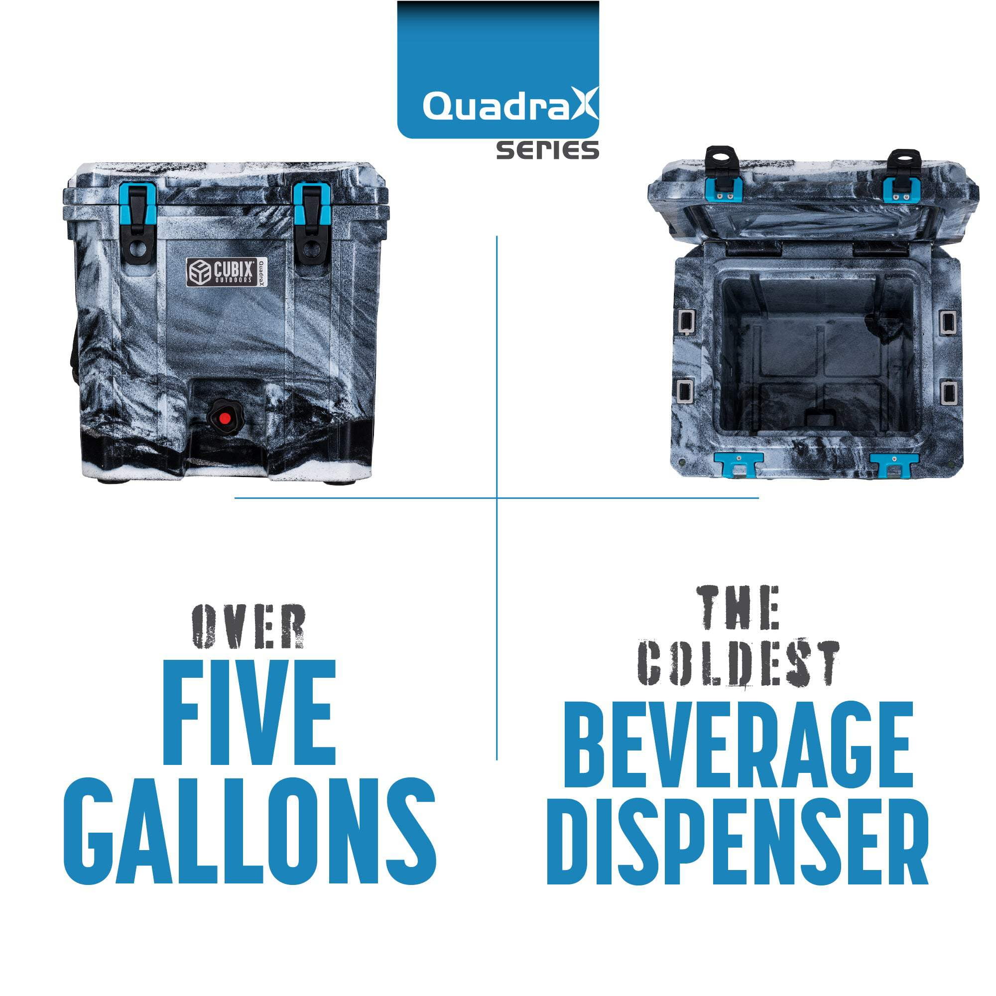 Cubix Outdoors® QuadraX 5 GAL 2-in-1 Portable Insulated Hard Beverage Dispenser and Cooler Fits 14 Cans - Hunter Camo