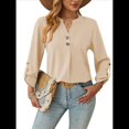 thumbnail image 1 of Camisas Holgadas de Larga Tipo Farol para Mujer, Blusas con Puños Fruncidos para el Trabajo, Blusas de Otoño. Albaricoque S, 1 of 10